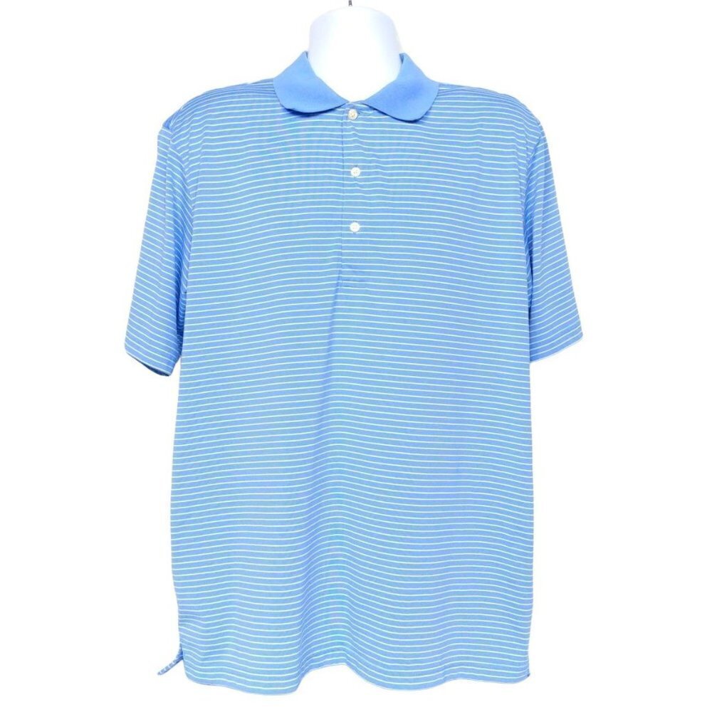 Jack Nicklaus Mens Golf Polo Large Blue White Striped
